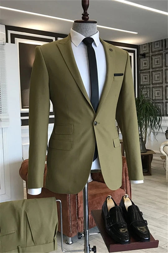 Suzhoufashion Green One Button Slim Fit Prom Suits For Boy