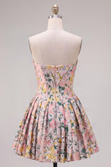 Suzhoufashion Grey Corset Jacquard A-Line Short Homecoming Dress with Bow
