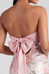 Suzhoufashion Light Pink Strapless Sequin Floral Tight Short Homecoming Dress