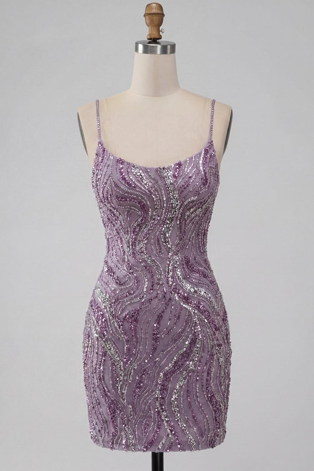 Suzhoufashion Lilac Beaded Tight Short Homecoming Dress