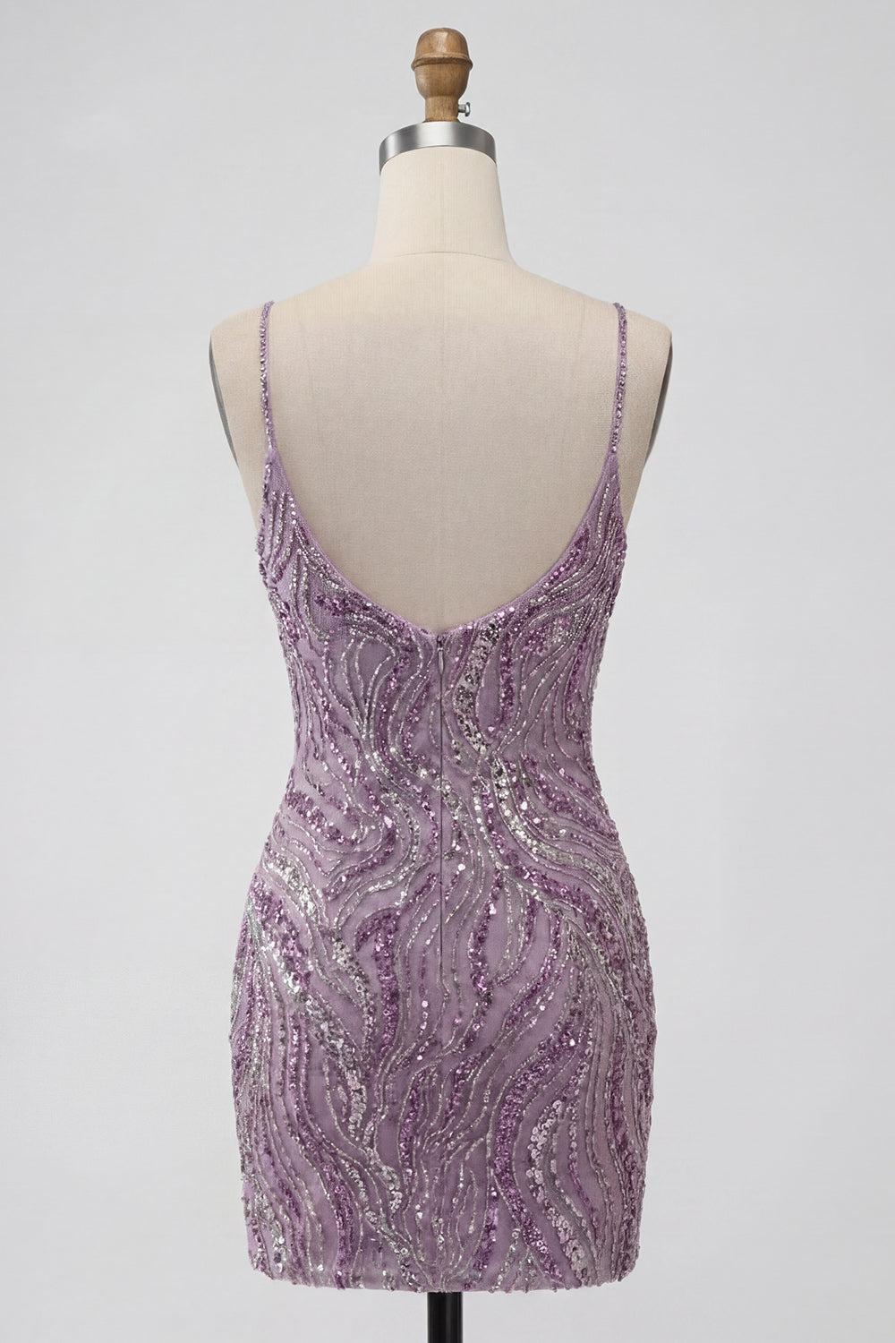 Suzhoufashion Lilac Beaded Tight Short Homecoming Dress