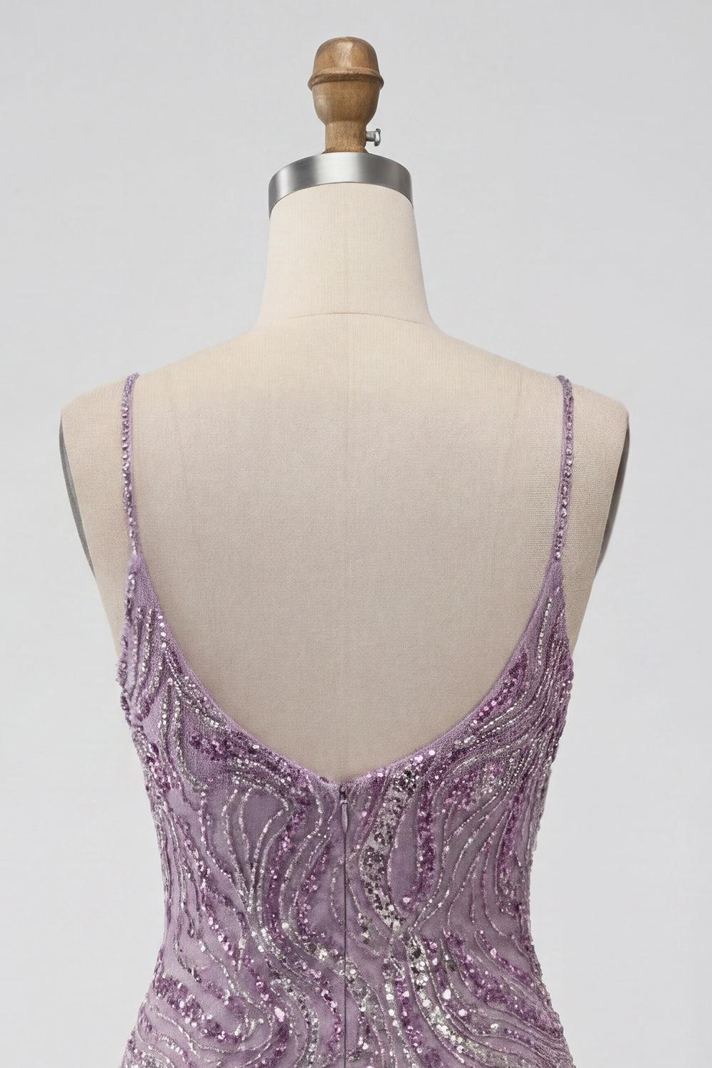 Suzhoufashion Lilac Beaded Tight Short Homecoming Dress