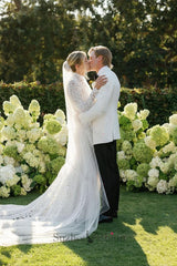 Suzhoufashion Long Sleeve Beach Wedding Dress Lace High Neck Mermaid Bridal Gown