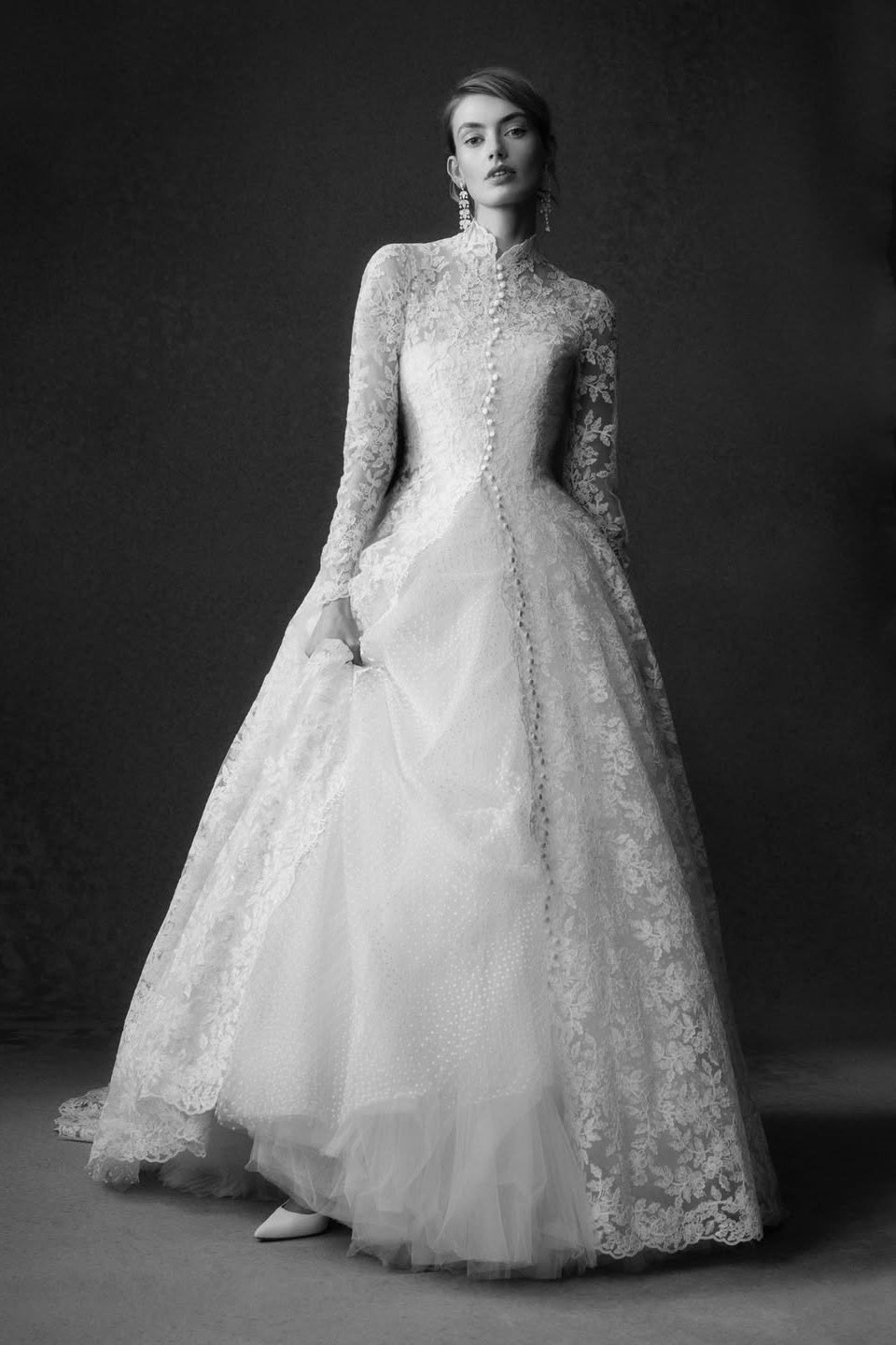 Suzhoufashion Long Sleeve Wedding Dress Lace High Neck A Line Bridal Gown