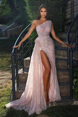 Suzhoufashion Luxury Long Pink Evening Dresses With Split