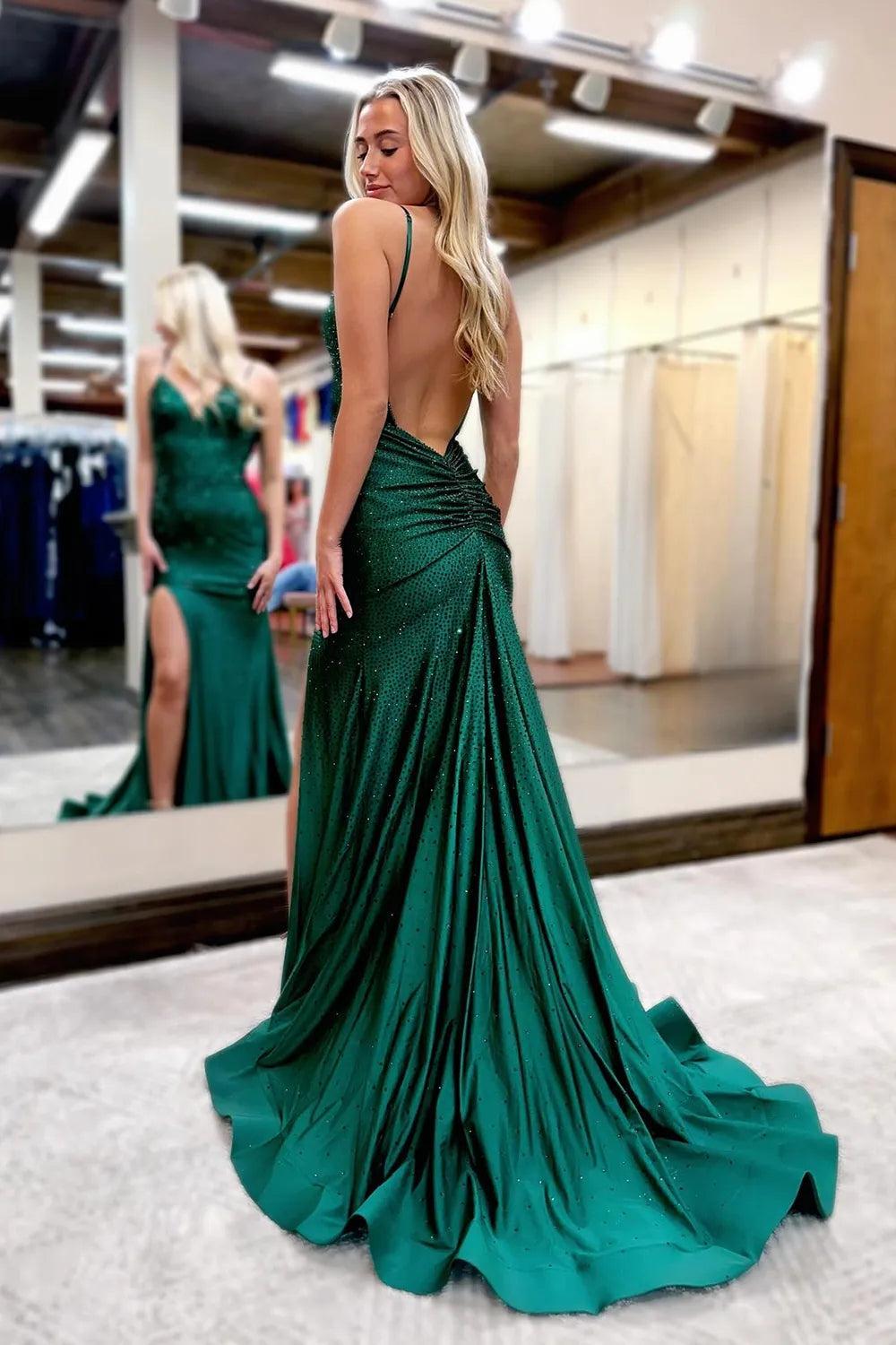 Suzhoufashion Mermaid Prom Dress In Glitter Fabric With Open Back And Beaded Corset Bodice Formal Evening Gown