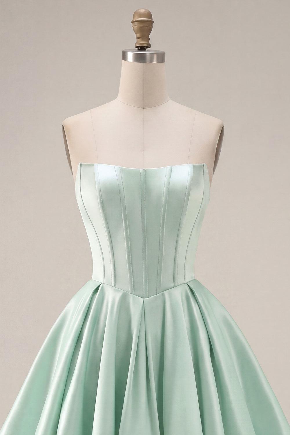 Suzhoufashion Mint Green Strapless Corset A-Line Short Homecoming Dress