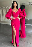 Suzhoufashion Modern Bubble sleeves Sweetheart Red Side-cut Mermaid Evening Prom Dresses