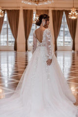 Suzhoufashion Modern Lace Wedding Dresses With Long Sleeves A-line V-neck