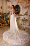 Suzhoufashion Modern Long A-line V-neck Lace Appliques Wedding Dresses With Long Sleeves