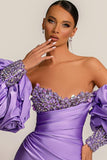 Suzhoufashion New Arrival Lilac Detachable Sleeves Evening Prom Dresses Mermaid Sweetheart With Sequins