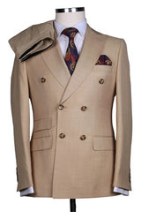 Suzhoufashion Newest Dark Navy Shawl Lapel Double Breasted Wedding Men Suits