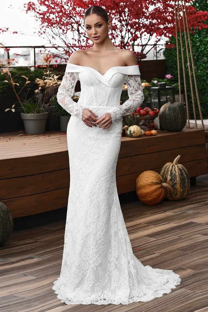 sheath beach wedding dress Ivory Lace Sheath Sweetheart Neck Boho Beach Wedding Dress TN124 US12 / White