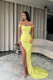 Suzhoufashion Off-the-Shoulder Daffodil Mermaid Evening Prom Dresses Sequins Slit Long Online