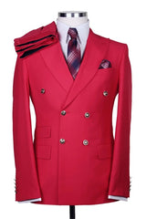 Suzhoufashion Orange Double Breasted Peaked Lapel Prom Men Suits