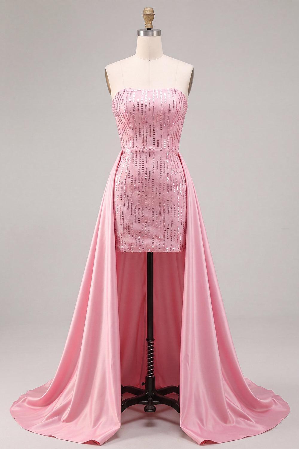 Suzhoufashion Pink Sequin Short Tight Homecoming Dress with Cape