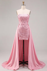 Suzhoufashion Pink Sequin Short Tight Homecoming Dress with Cape