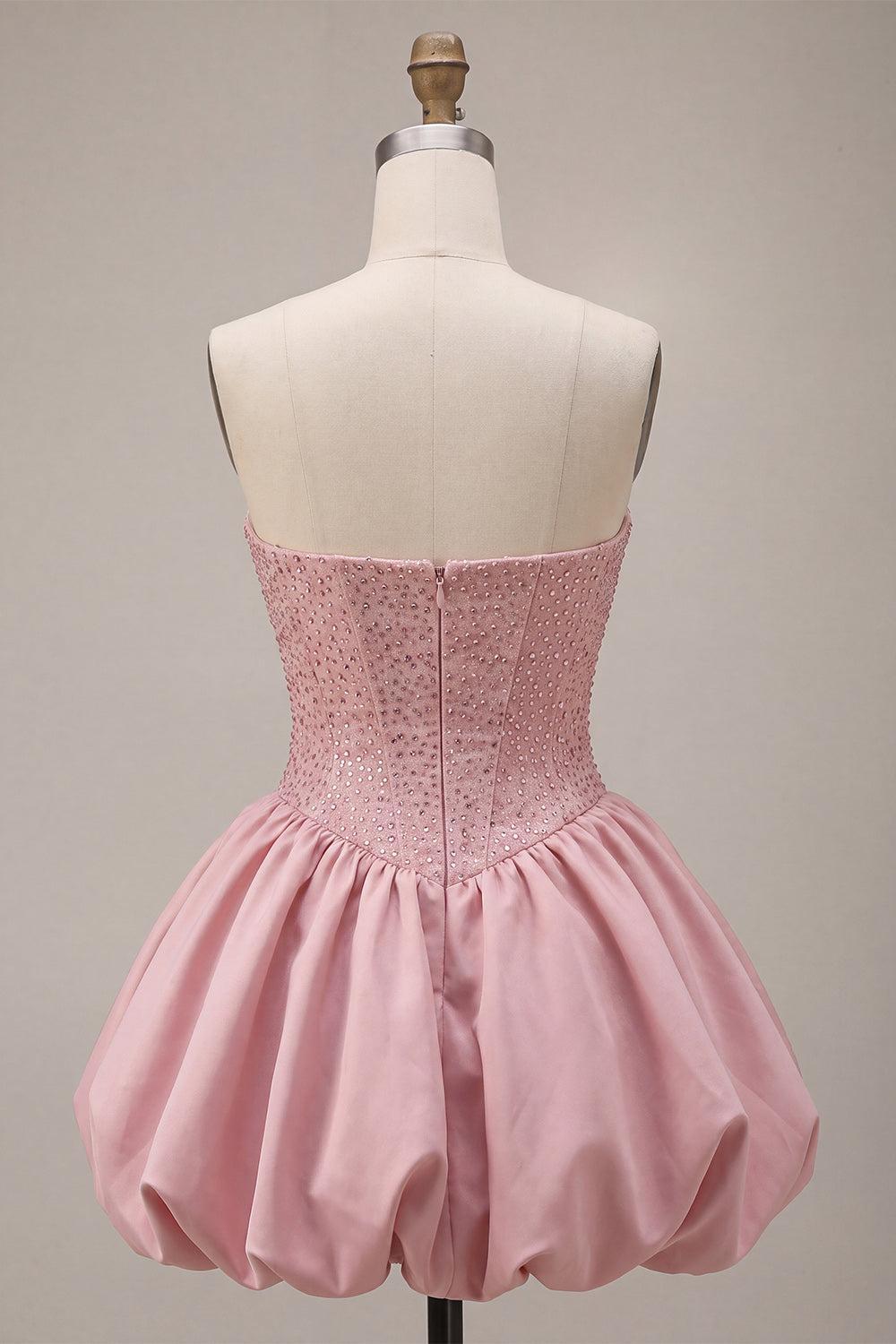 Suzhoufashion Pink Sweetheart Beaded A Line Short Corset Homecoming Dress