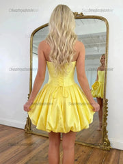 Suzhoufashion Red Floral Strapless Satin A-Line Corset Short Homecoming Dress