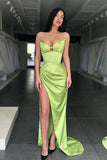 Suzhoufashion Sage Green Sweetheart Mermaid Evening Dress Sleeveless With Slit