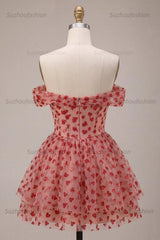 Suzhoufashion Sequins Red Corset A Line Short Homecoming Dress with Ruffles