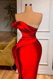 Suzhoufashion Sexy Red Mermaid Long Evening Prom Dresses With Beads Ruffles