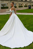 Suzhoufashion Sexy Satin Sleeveless Sequined Wedding Dress With Slit A-line Off-the-shoulder