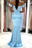 Suzhoufashion Simple Long Sky Blue Sleeveless Evening Dresses With Slit Off-the-shoulder Mermaid