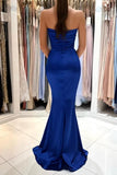 Suzhoufashion Simple Royal Blue Strapless Prom Dresses With Slit Long Mermaid