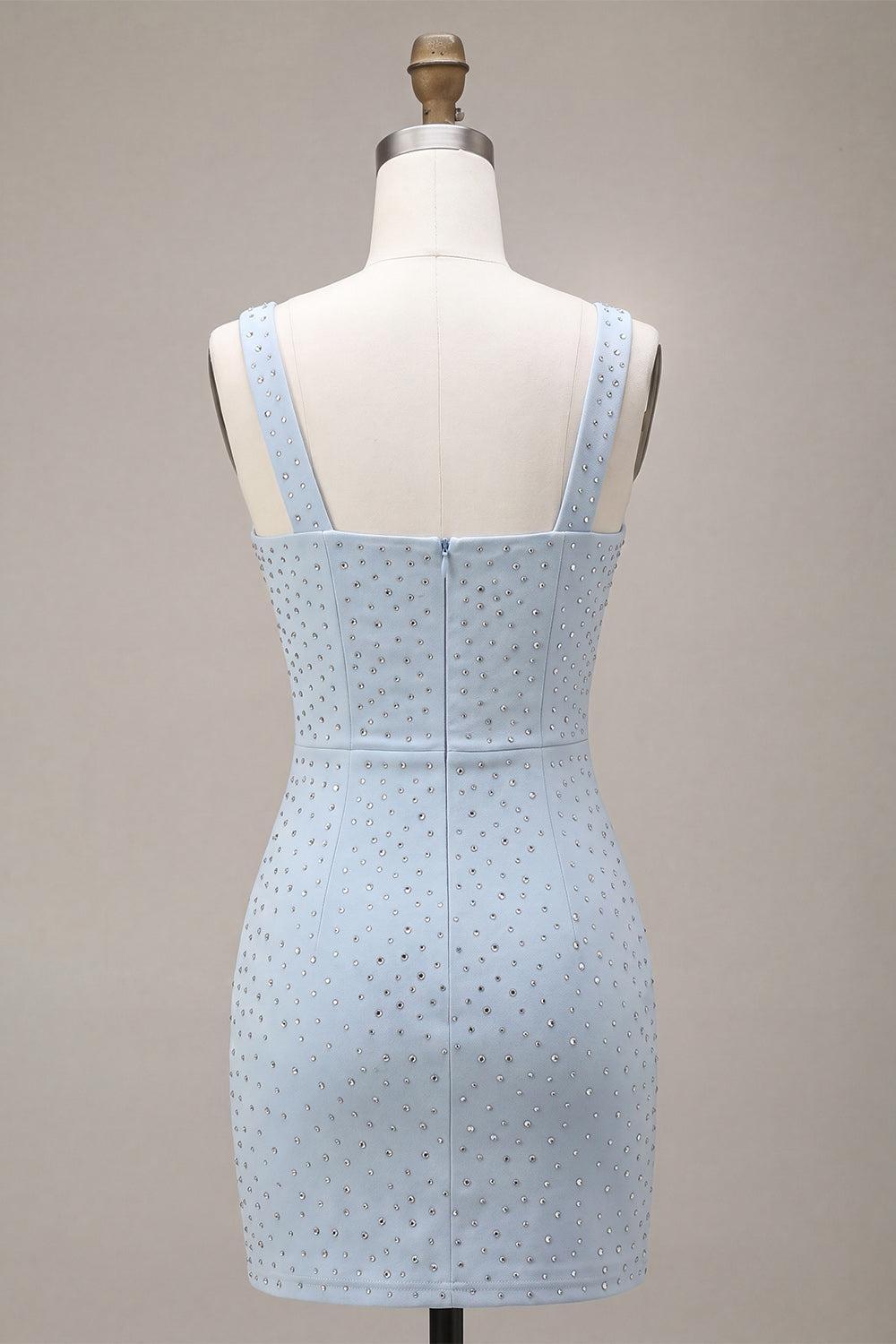 Suzhoufashion Sky Blue Tight Beaded Short Homecoming Dress