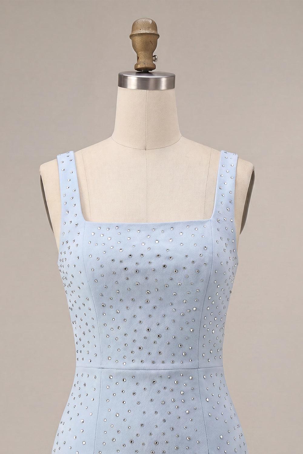 Suzhoufashion Sky Blue Tight Beaded Short Homecoming Dress