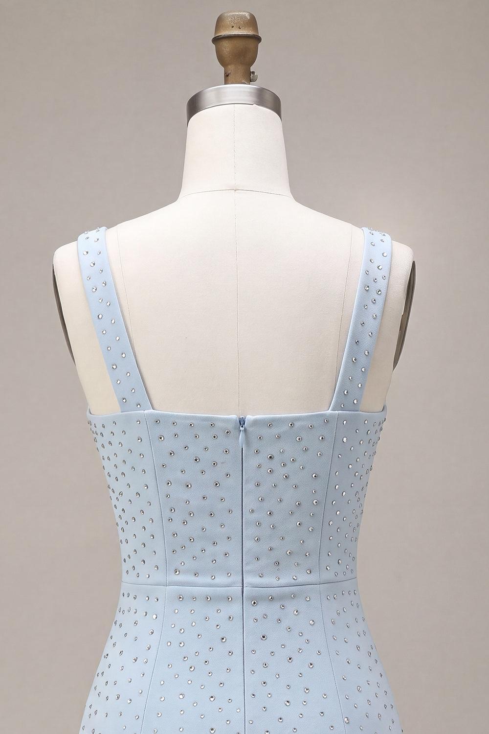 Suzhoufashion Sky Blue Tight Beaded Short Homecoming Dress