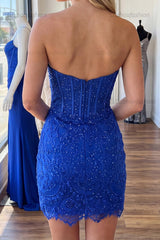 Suzhoufashion Strapless Corset Sequin Lace Bodycon Mini Homecoming Dress