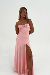 Suzhoufashion Stylish Sheath Spaghetti Straps Pink Party Dress With Criss Cross Back Formal Evening Gown