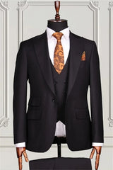 Suzhoufashion Trendy Black Three Pieces Bespoke Business Men Suits