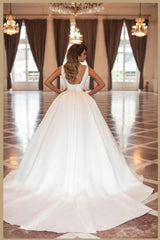 Suzhoufashion Vintage Simple Princess White Satin Wedding Dresses A-line Sleeveless