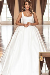 Suzhoufashion Vintage Simple Princess White Satin Wedding Dresses A-line Sleeveless