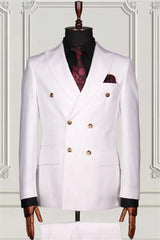 Suzhoufashion White Double Breasted Close Fitting Formal Men Suits