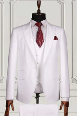 Suzhoufashion White Three Pieces Slim Fit Prom Suits For Men