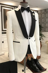 Suzhoufashion White Two Pieces Bespoke Formal Wedding Suits