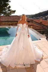 Sweetheart A Line Wedding Dress Beaded Lace Appliqued Bridal Gown