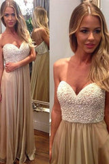 Sweetheart Beading Long Prom Dresses Latest Floor Length Evening Gowns