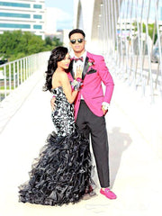 Sweetheart Black and White Mermaid Evening Dress Latest Custom Made Party Gowns AE0115
