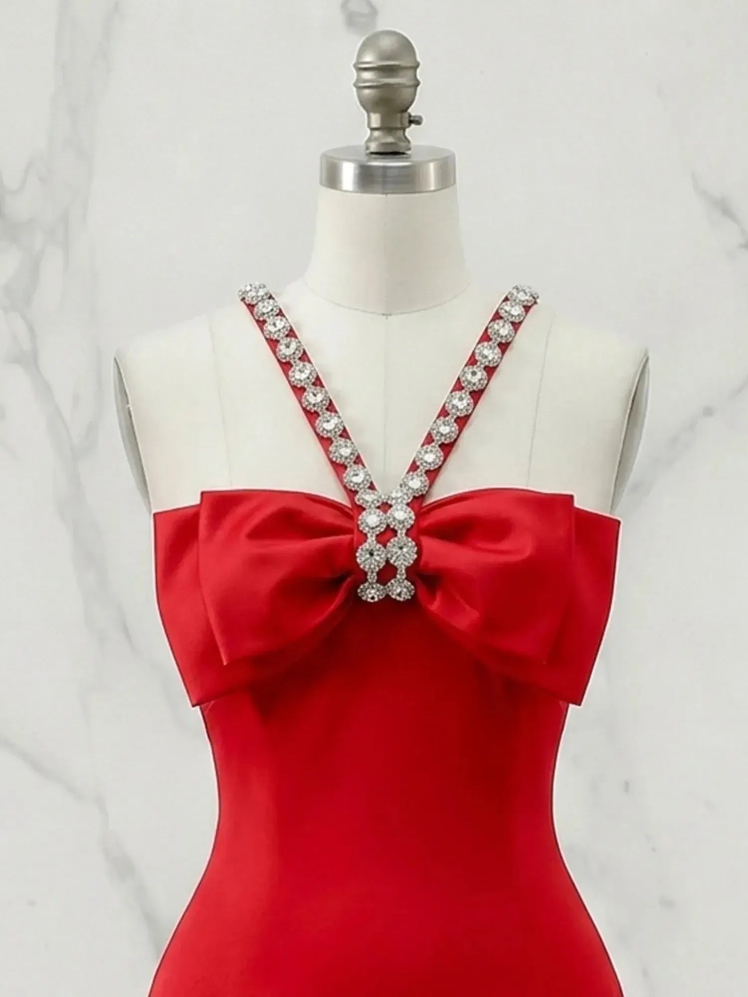 Sweetheart Bow Accent Rhinestone Strap Homecoming Dresses Mini Cocktail Dress