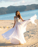 Sweetheart Chiffon Appliques Beach Wedding Dress
