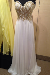 Sweetheart Chiffon Crystal Evening Dresses Beading Sequined Glorious Perom Gowns
