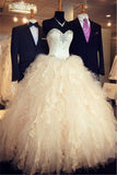 Sweetheart Crystal Attractive Wedding Dresses Floor Length Tiered Glorious Bridal Gowns
