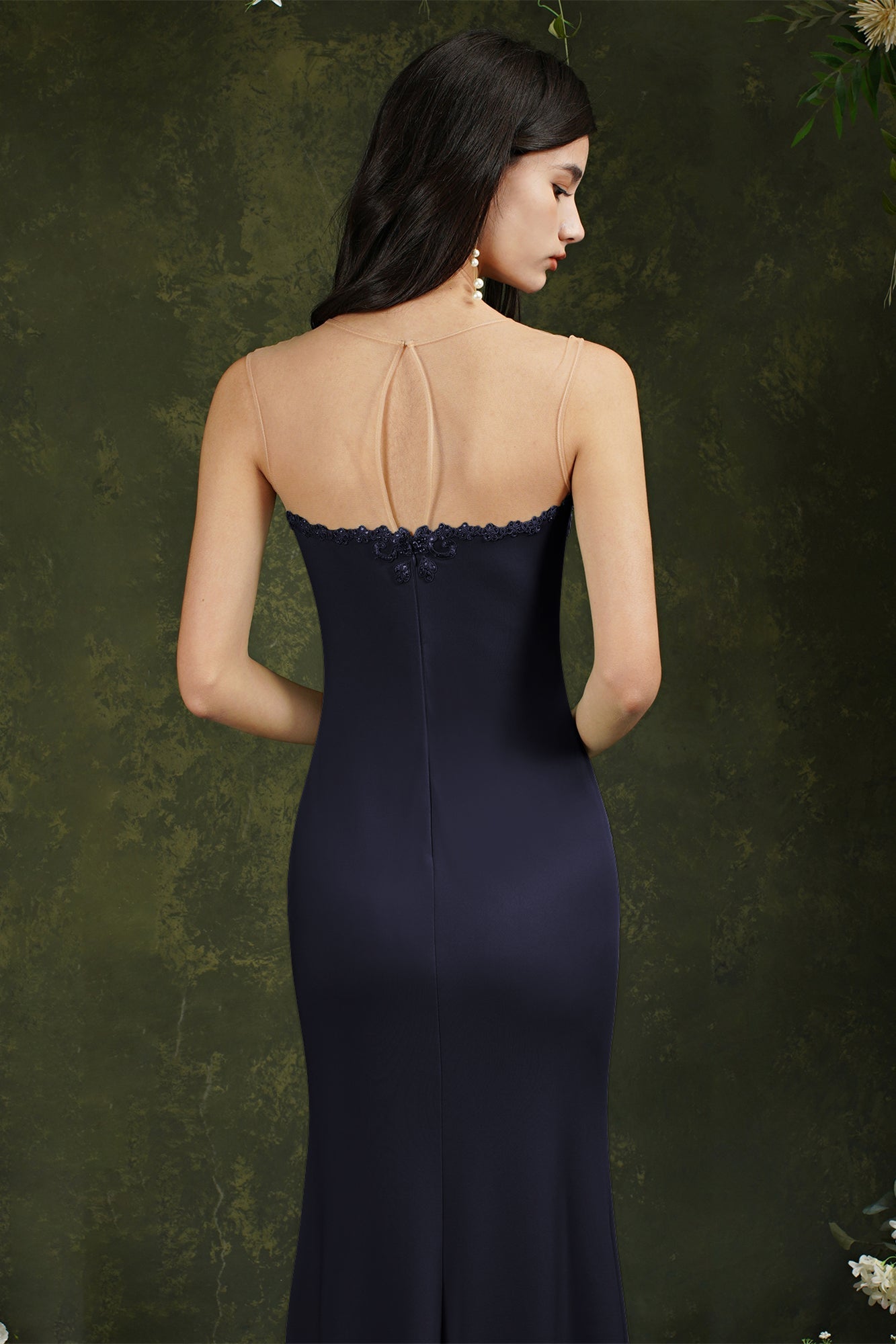 Sweetheart Floral Lace Tulle Mermaid Long Formal Dress