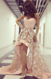 Sweetheart Lace Hi-Lo Prom Dress New Arrival Sleeveless Party Dress