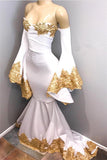 Sweetheart Mermaid Prom Dresses | Long Sleeves Appliques Evening Dresses mq0